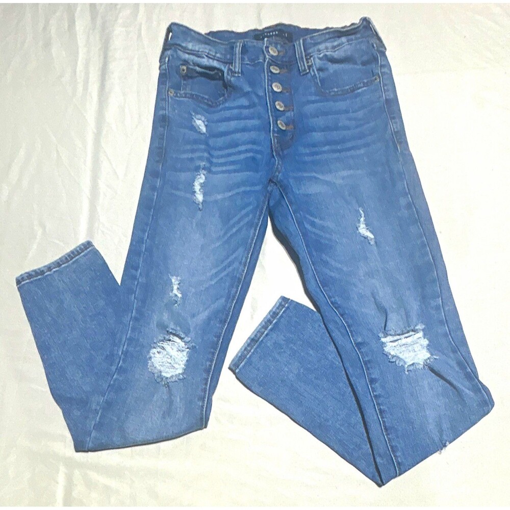 Aeropostale Womens Size 6 Reg High Rise Jegging Button Fly Distressed Jeans Blue